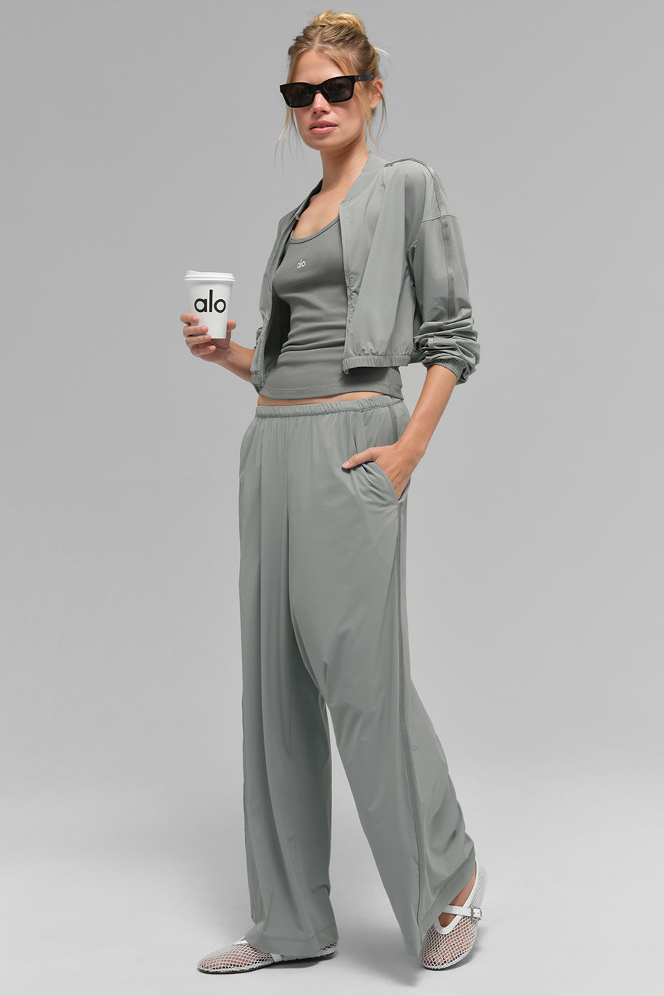Pantalon large Breezy (standard) - Gris lunaire