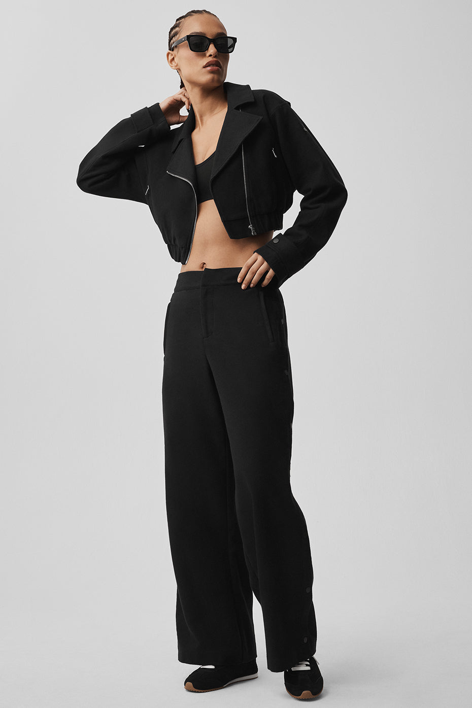 Pantalon taille mi-haute Cosmopolitan à boutons-pression - Noir