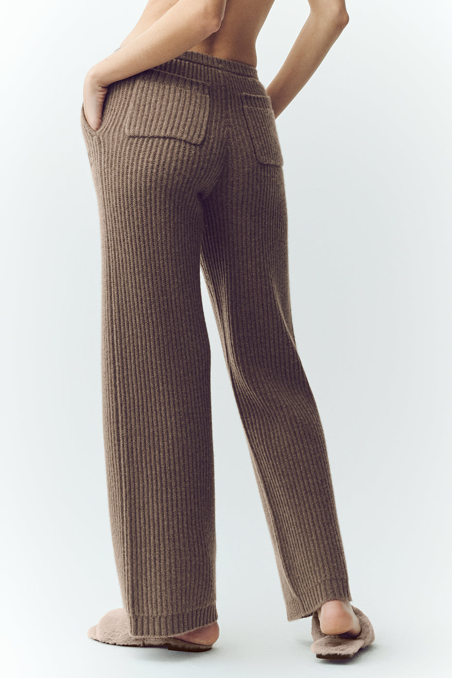 Pantalon droit taille haute Northstar en cachemire - Cacao alpin chiné