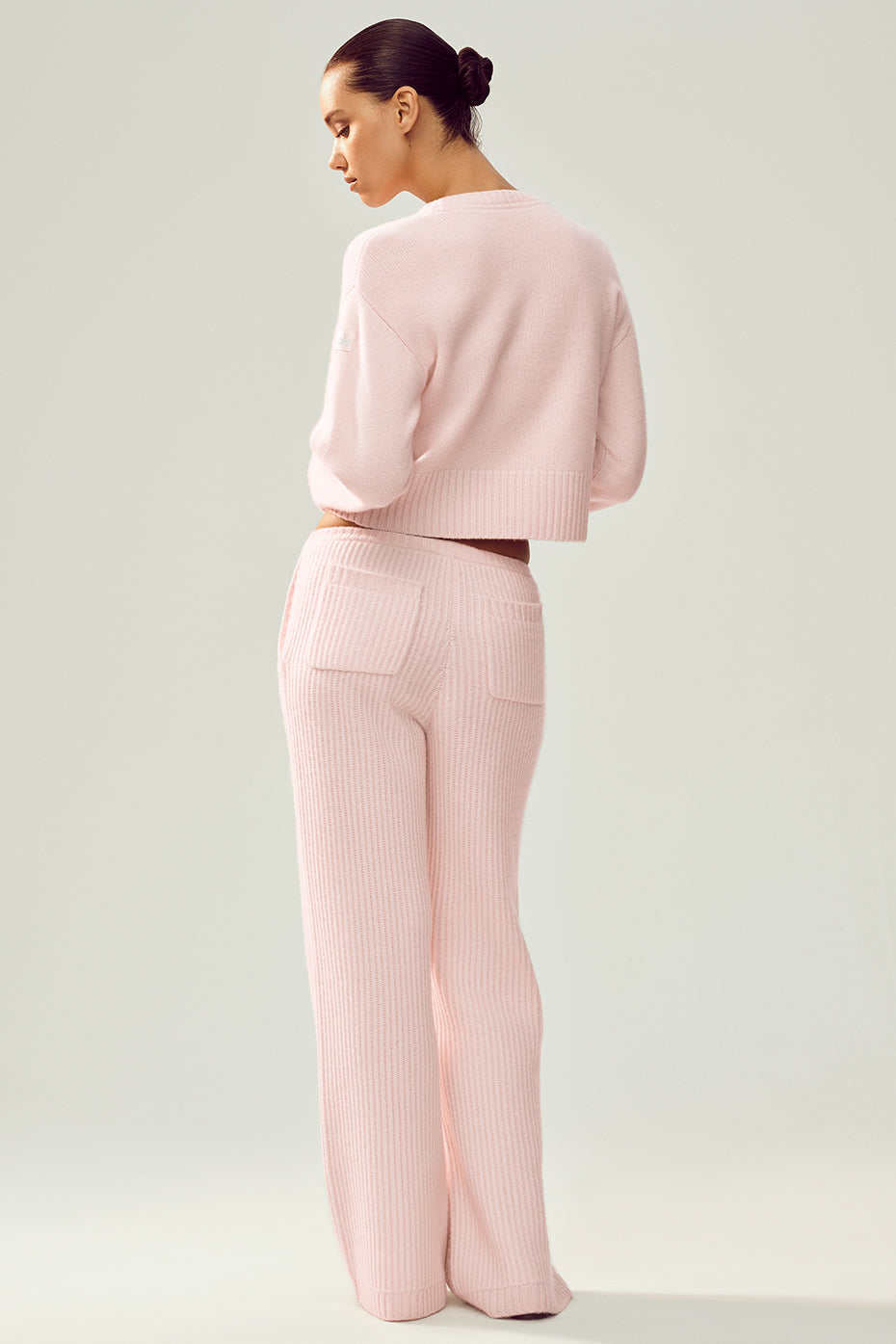 Pantalon droit taille haute Northstar en cachemire - Rose givré