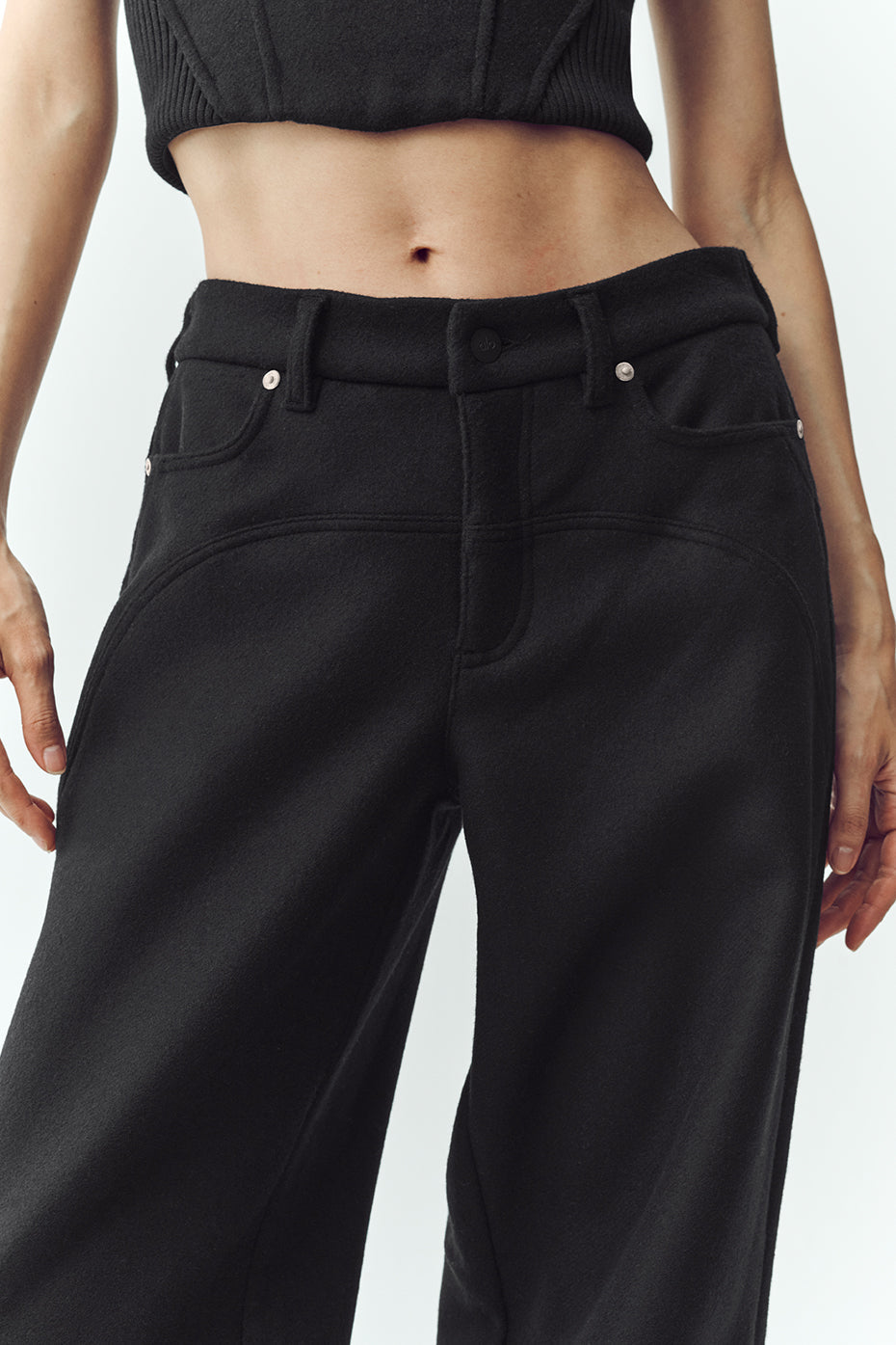 Pantalon large Nightcap en laine mélangée - Noir