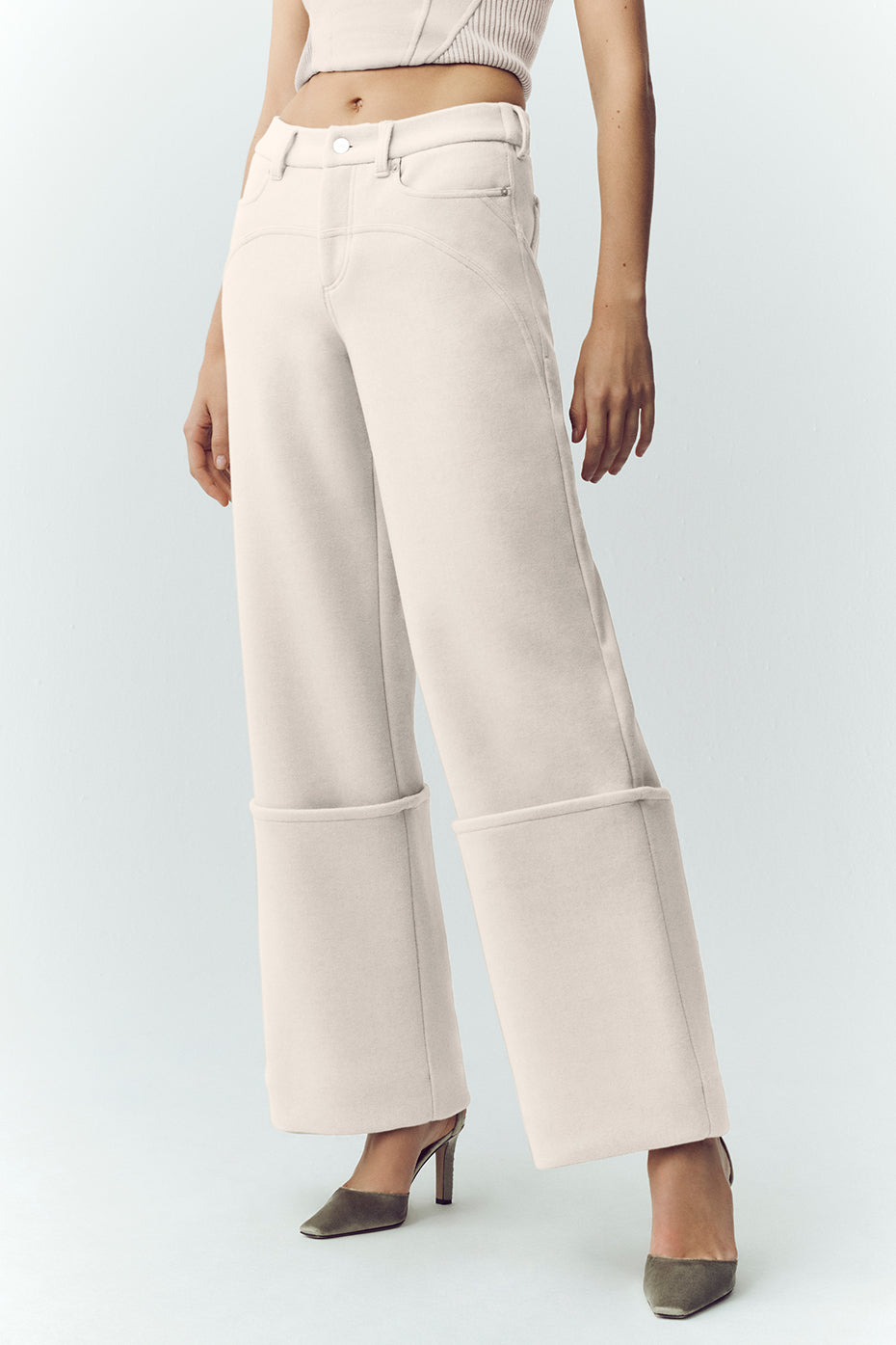Pantalon large Nightcap en laine mélangée - Café au lait