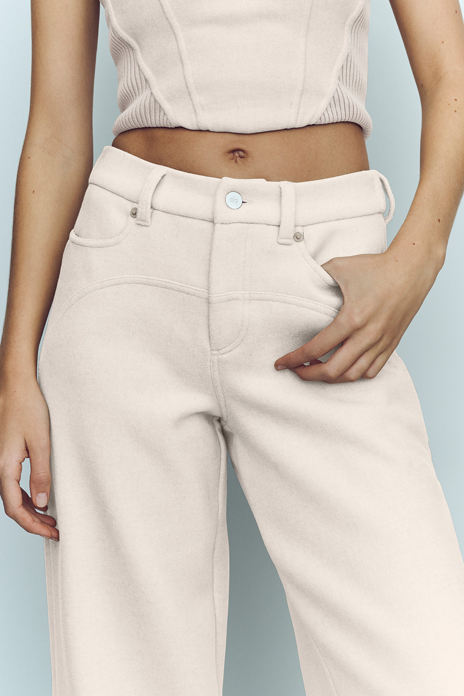 Pantalon large Nightcap en laine mélangée - Café au lait