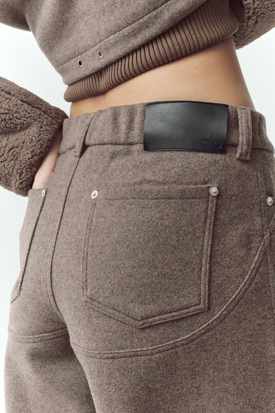 Pantalon large Nightcap en laine mélangée - Cacao alpin chiné