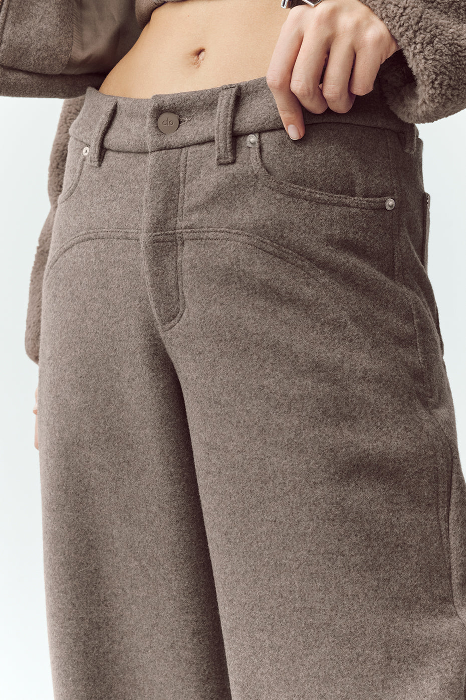 Pantalon large Nightcap en laine mélangée - Cacao alpin chiné