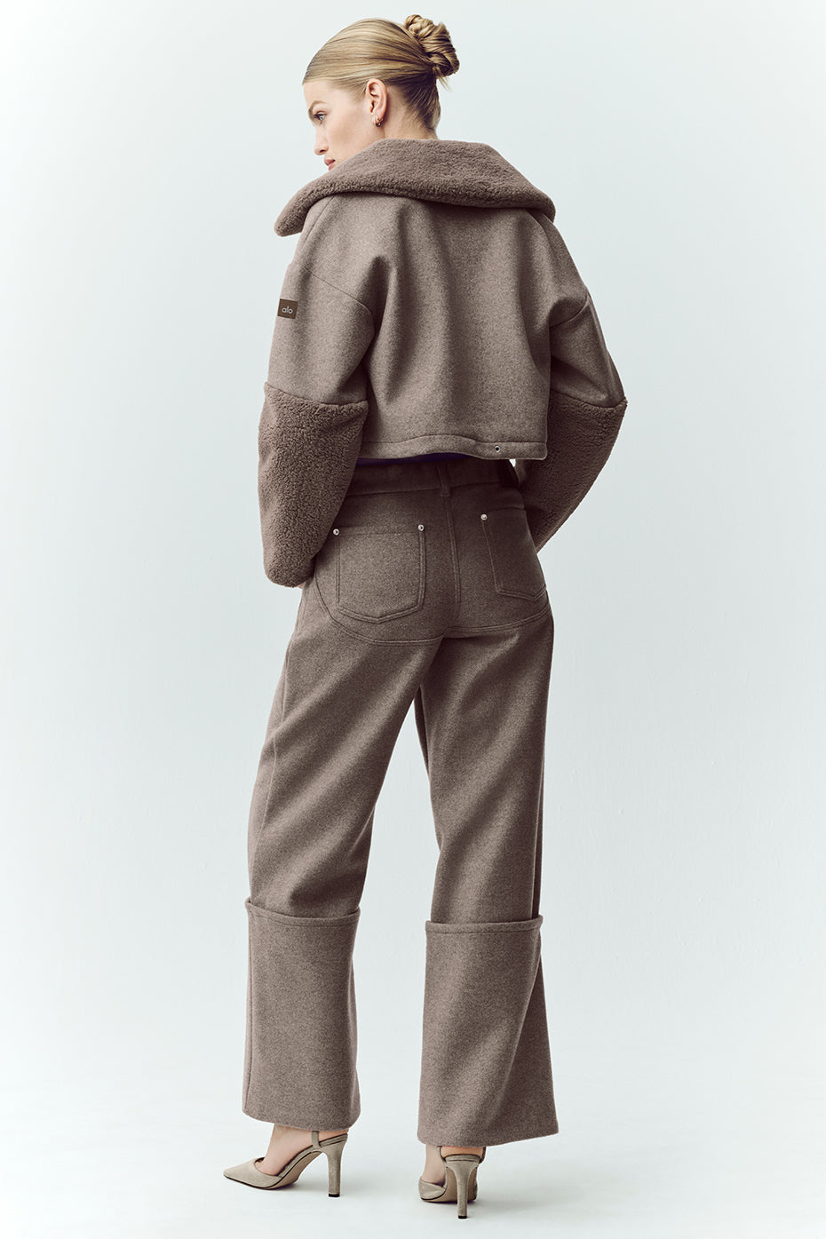 Pantalon large Nightcap en laine mélangée - Cacao alpin chiné