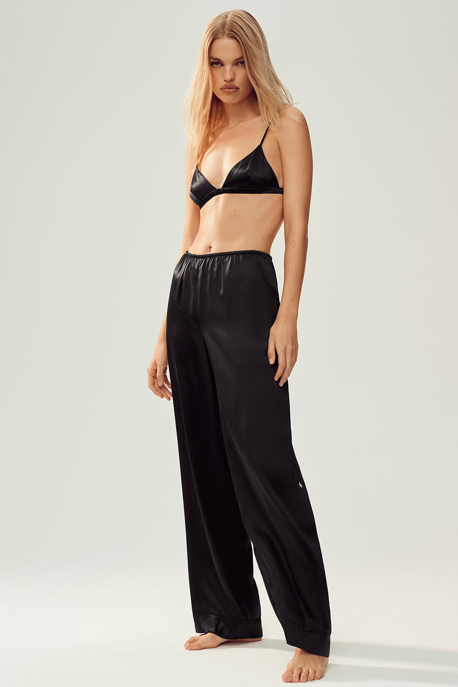 Pantalon Luminous en soie (standard) - Noir