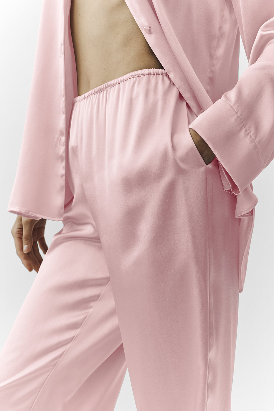 Pantalon Luminous en soie (standard) - Champagne rosé