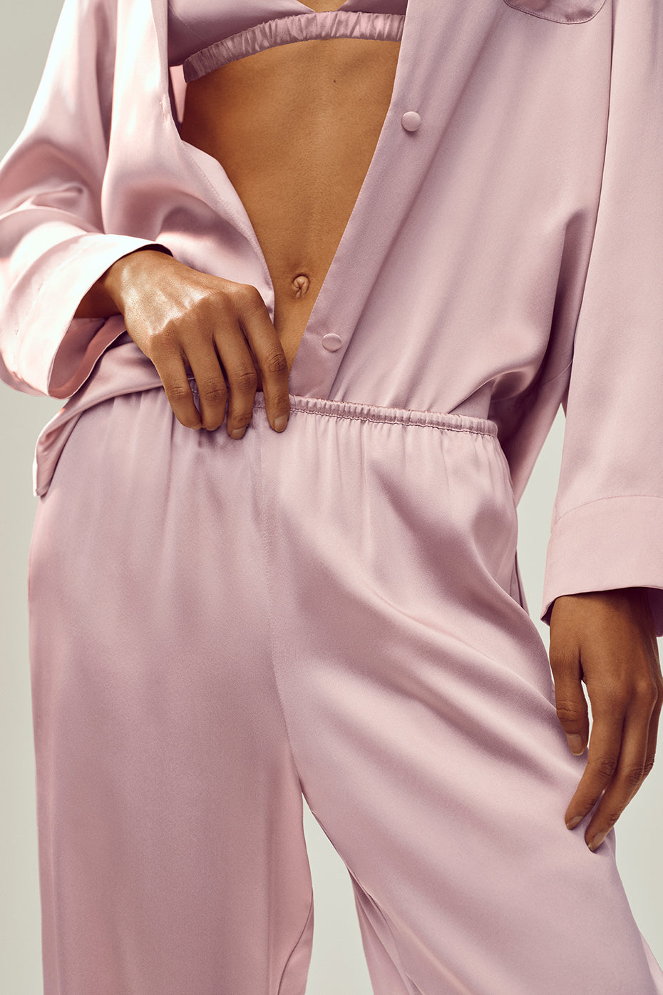 Pantalon Luminous en soie (long) - Champagne rosé