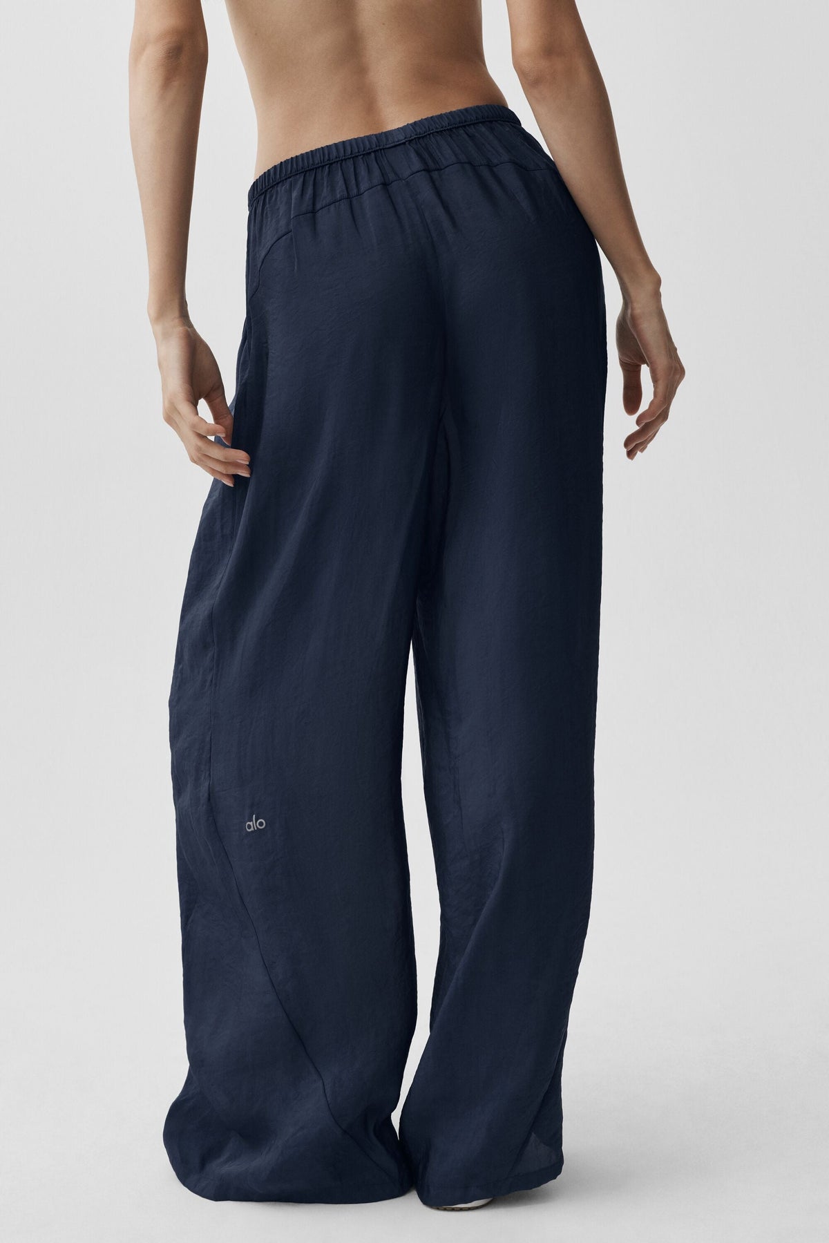 Pantalon droit taille haute semi-transparent Golden Hour - Bleu marine