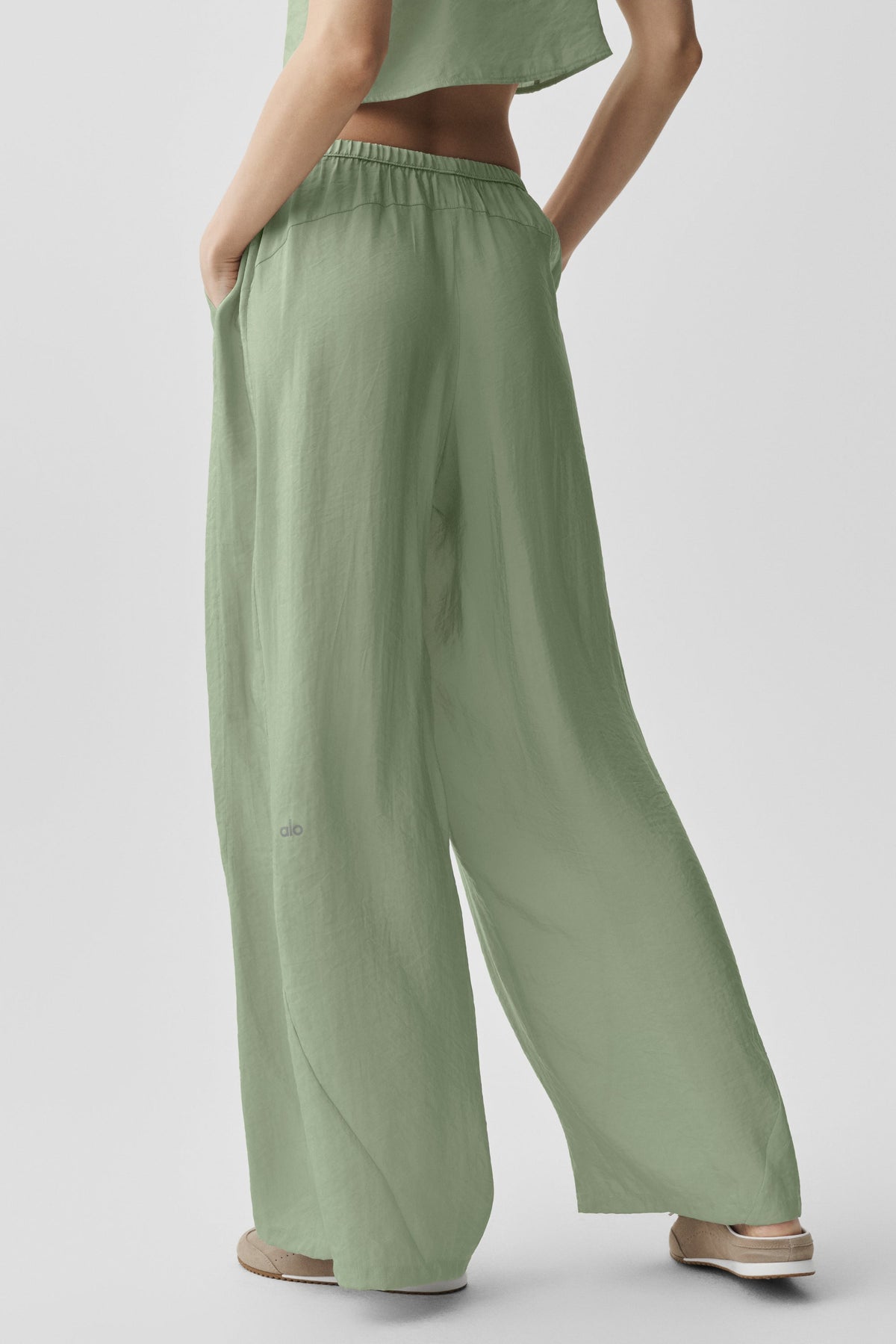 Pantalon droit taille haute semi-transparent Golden Hour - Herbe des dunes