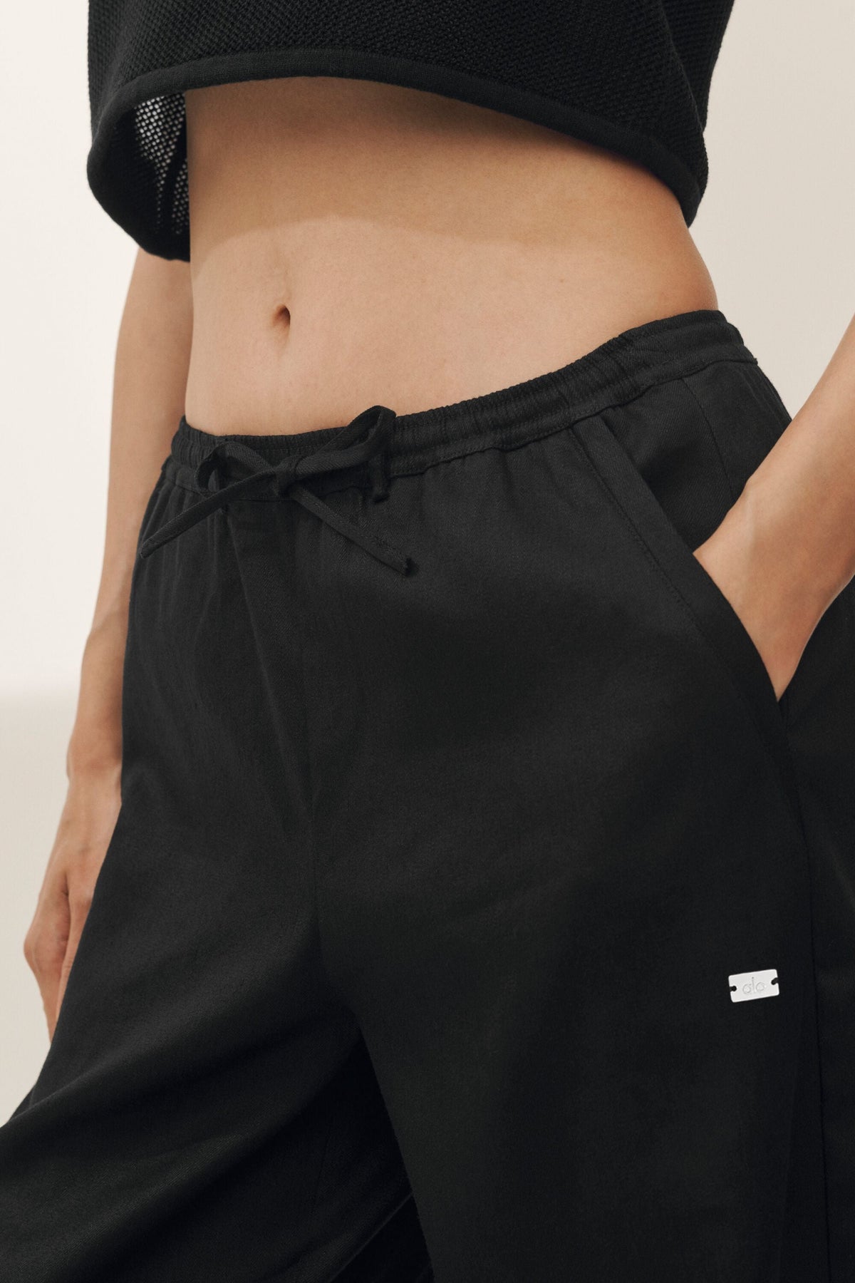 Pantalon large Riviera en lin mélangé - Noir