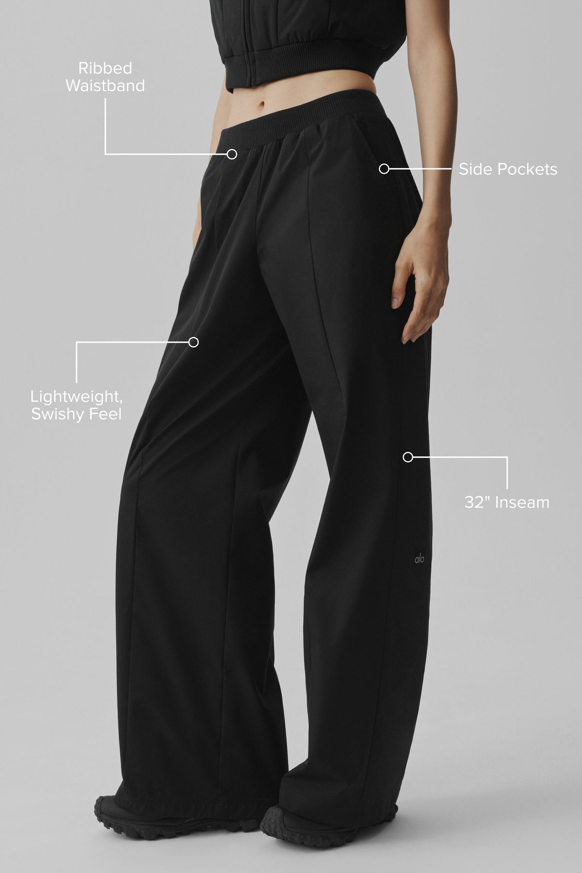 Pantalon droit taille haute Momentum - Noir