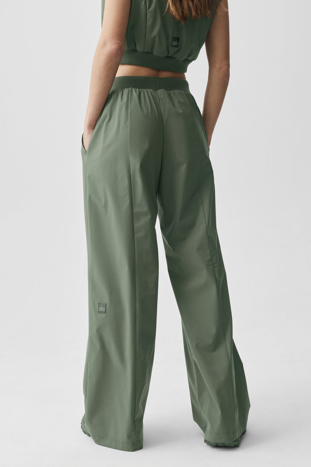Pantalon droit taille haute Momentum - Vert bambou