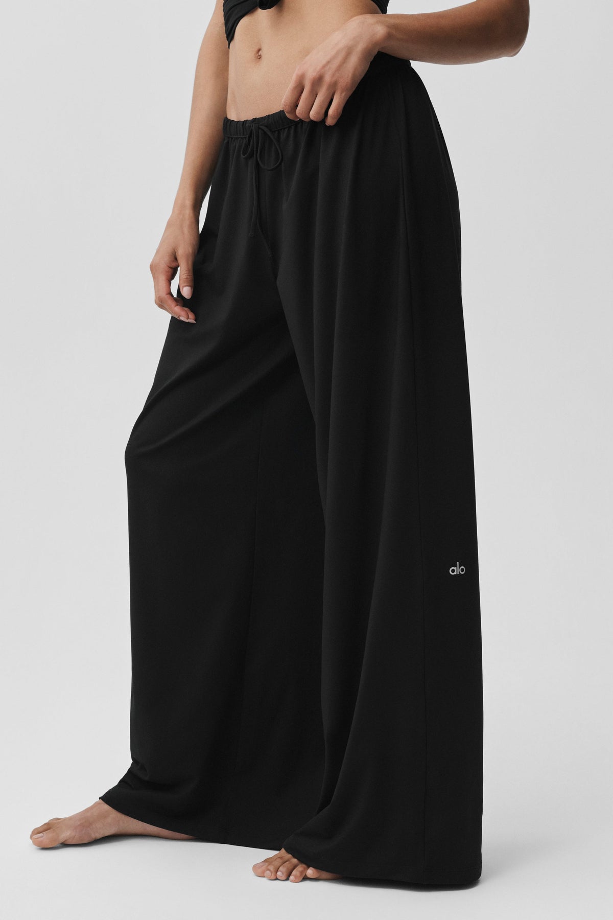 Pantalon de jogging large taille mi-haute Alosoft Finesse - Noir