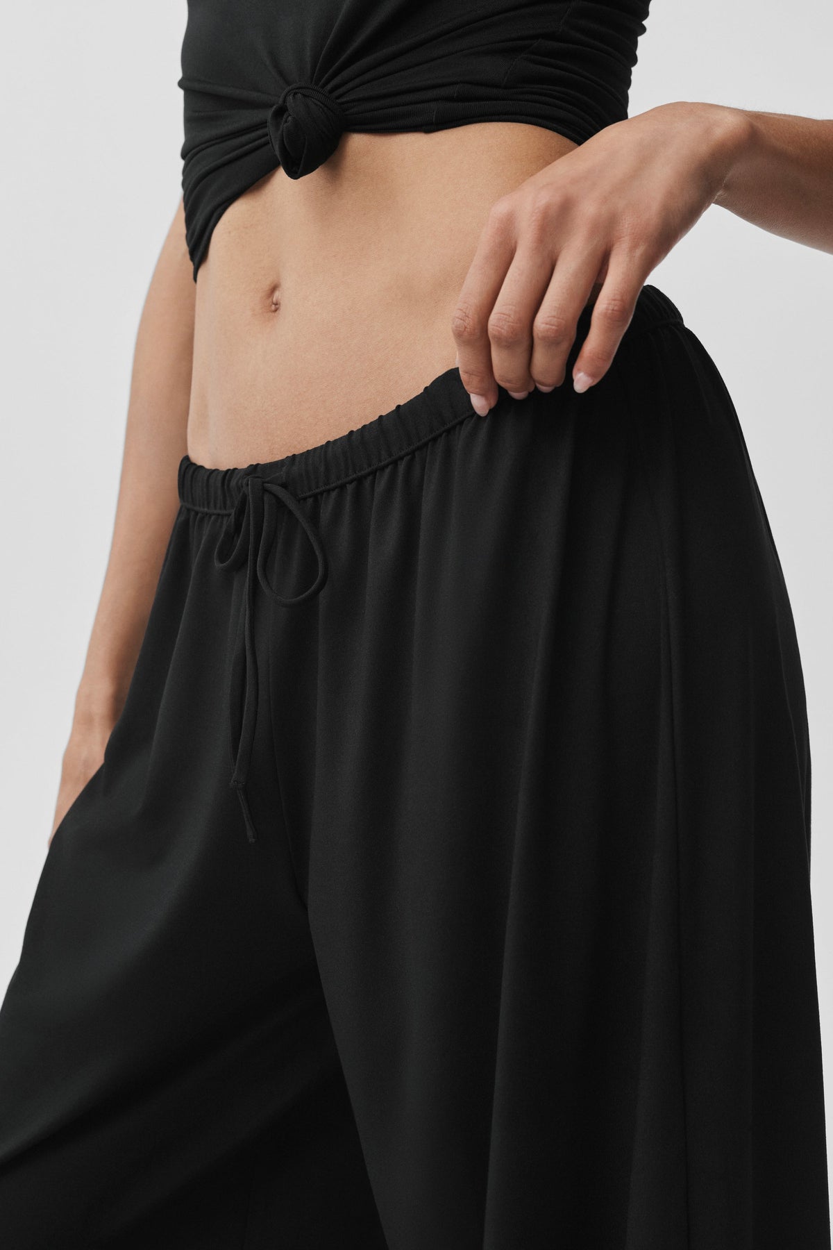 Pantalon de jogging large taille mi-haute Alosoft Finesse - Noir
