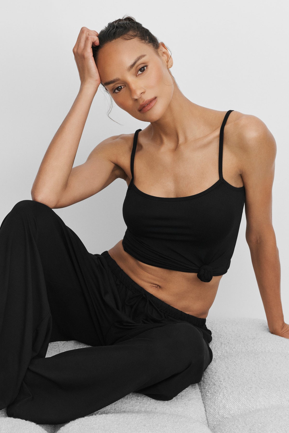 Pantalon de jogging large taille mi-haute Alosoft Finesse - Noir