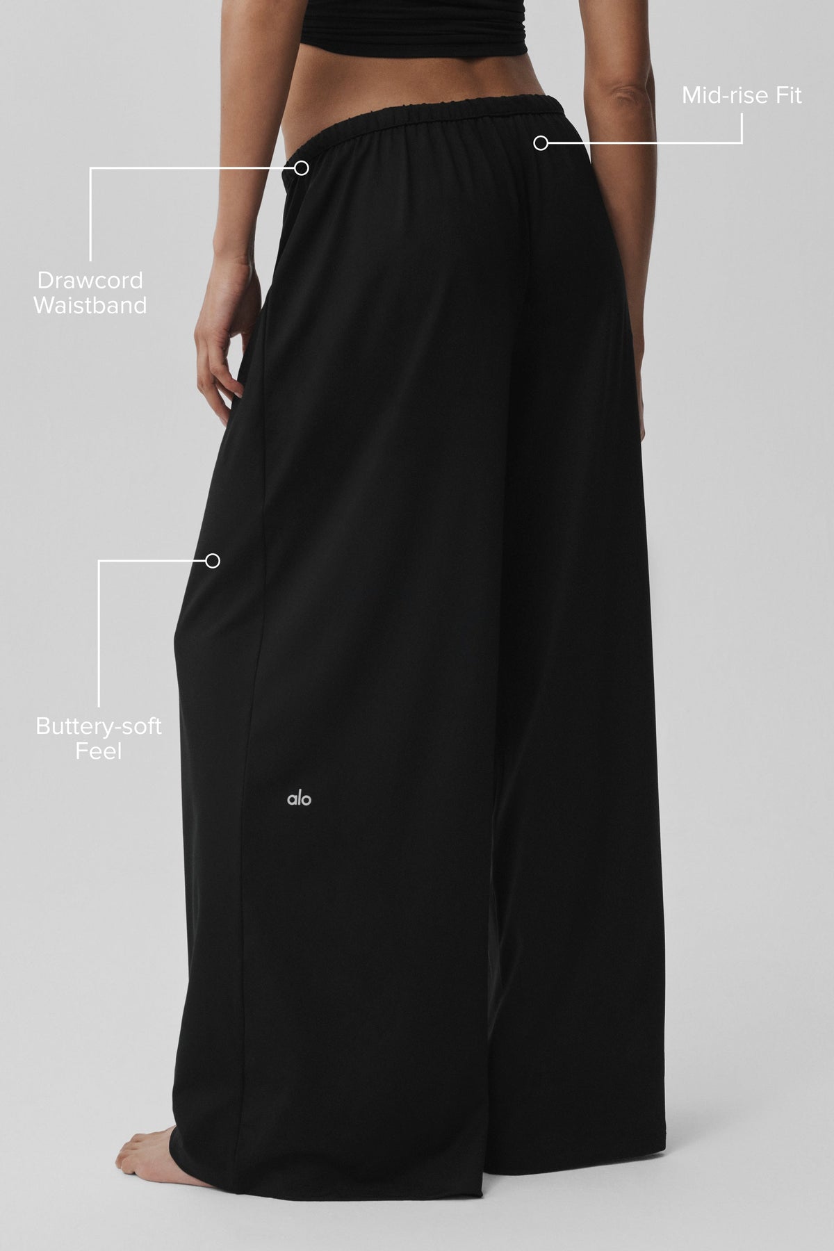 Pantalon de jogging large taille mi-haute Alosoft Finesse - Noir