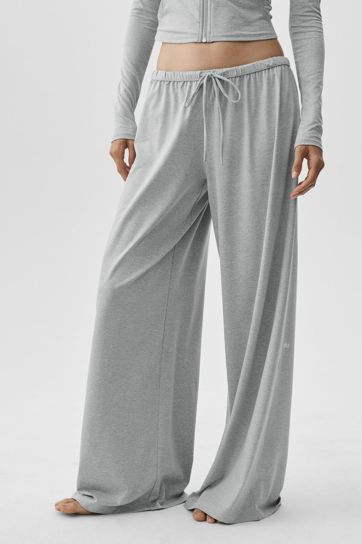 Pantalon de jogging large taille mi-haute Alosoft Finesse - Chiné sport vintage