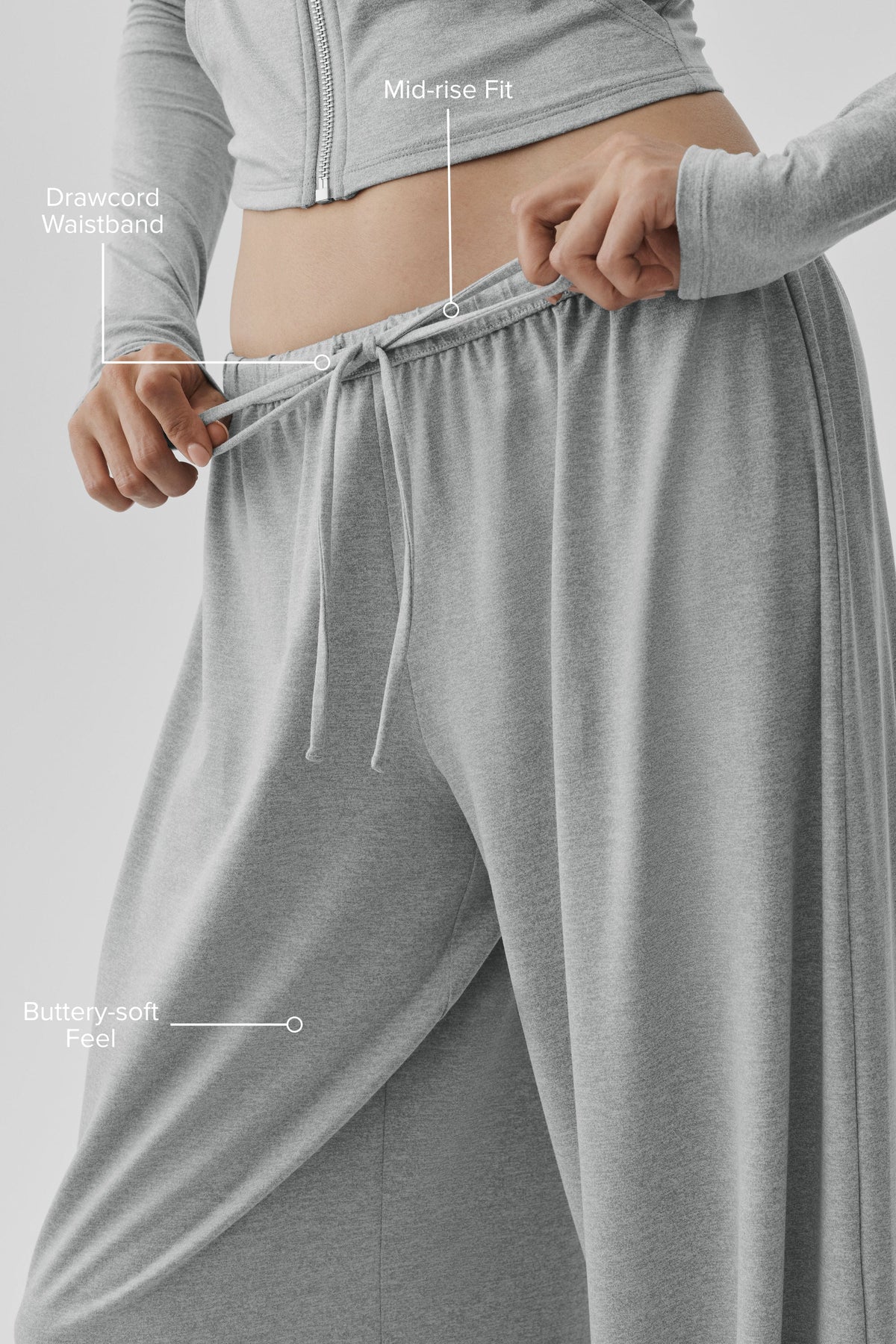 Pantalon de jogging large taille mi-haute Alosoft Finesse - Chiné sport vintage