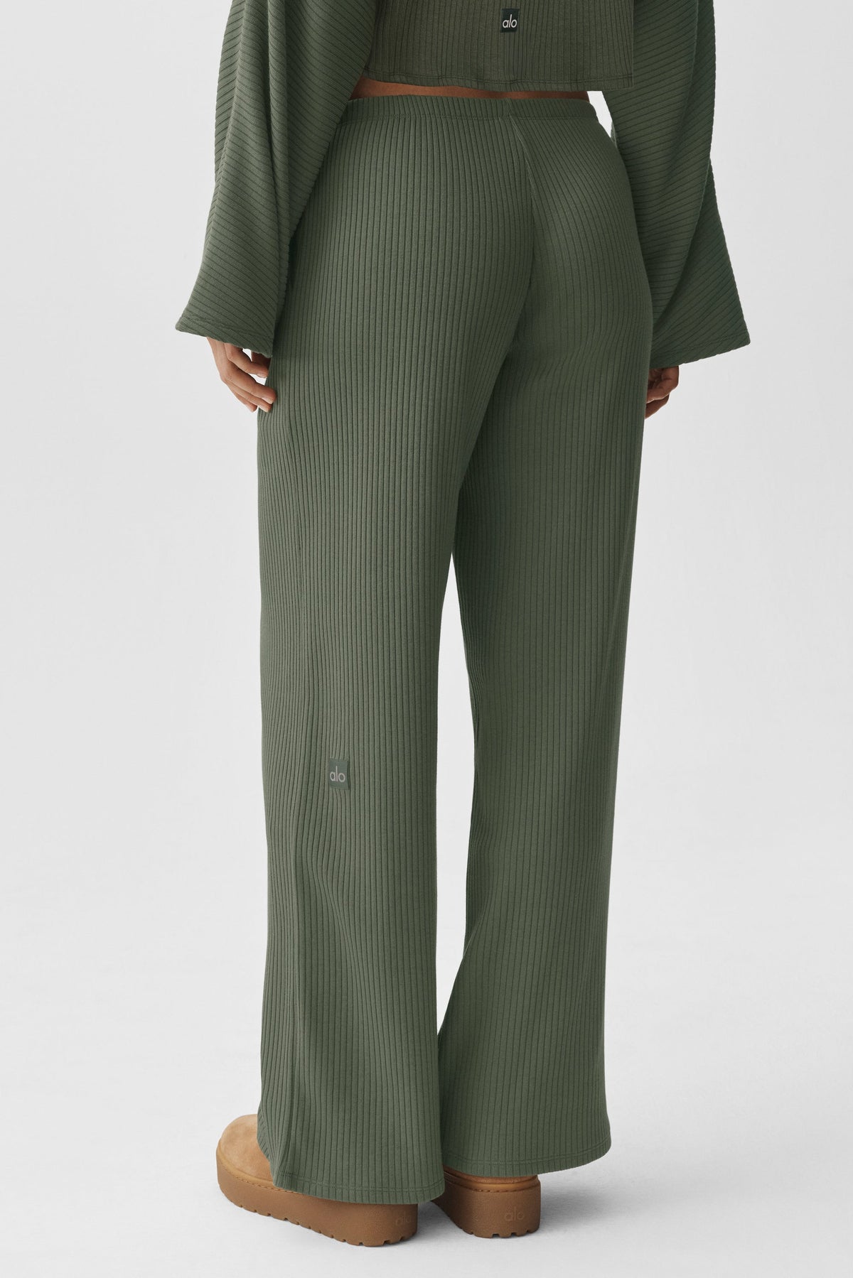 Pantalon taille mi-haute Reset côtelé - Vert bambou