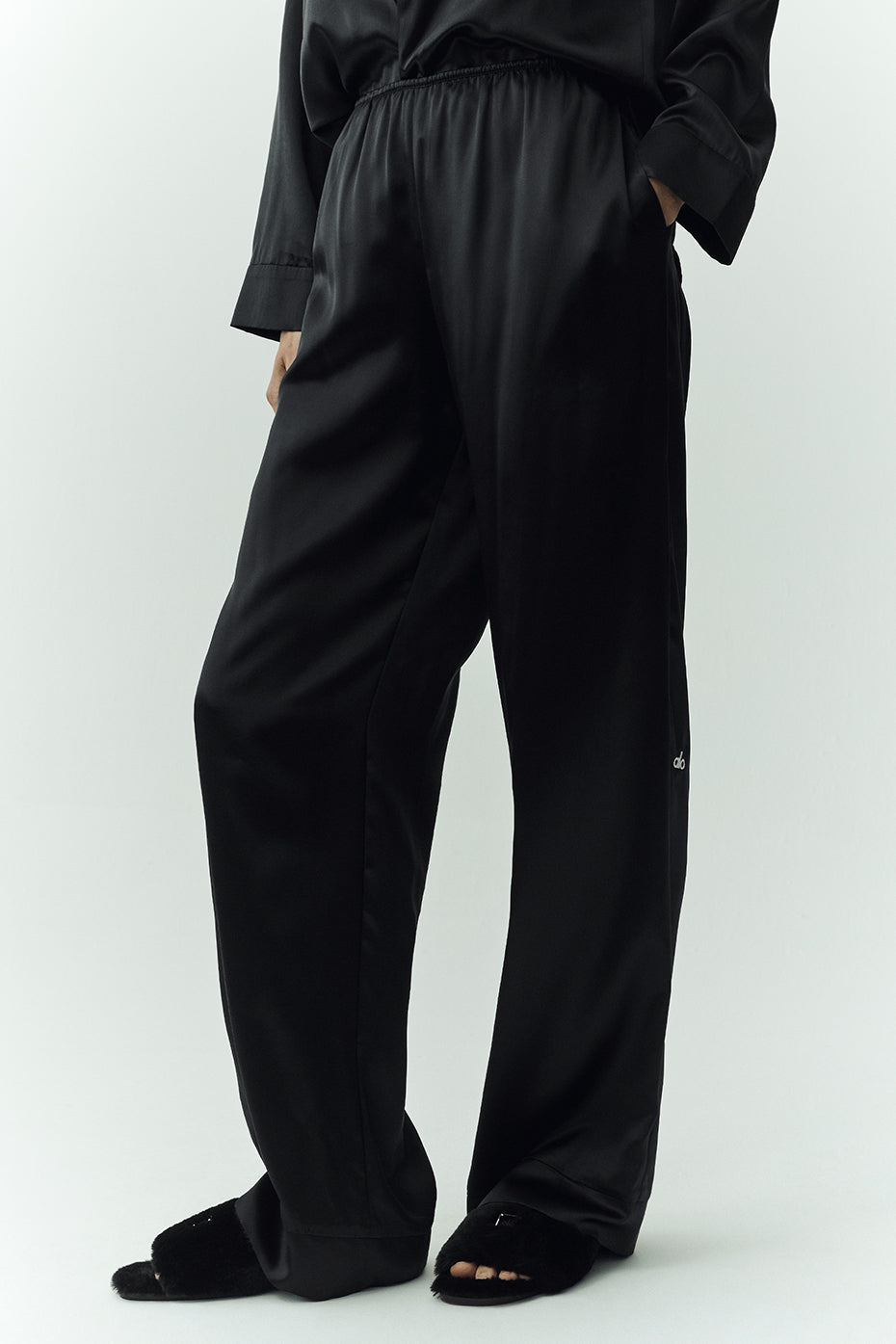Pantalon Luminous en soie (long) - Noir
