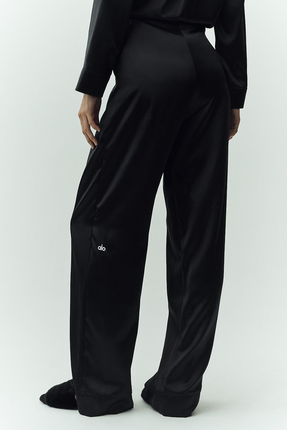 Pantalon Luminous en soie (long) - Noir