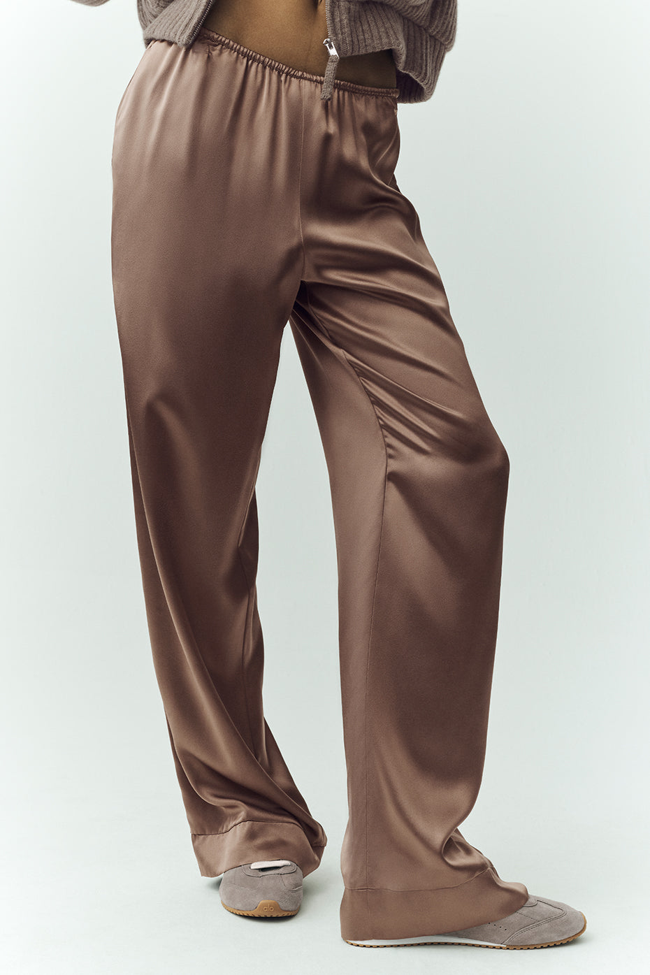Pantalon Luminous en soie (long) - Cacao alpin