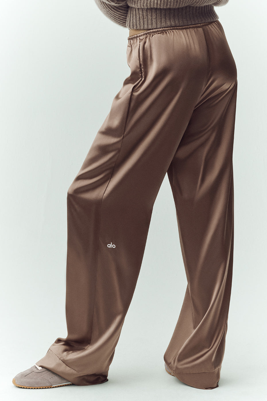 Pantalon Luminous en soie (long) - Cacao alpin