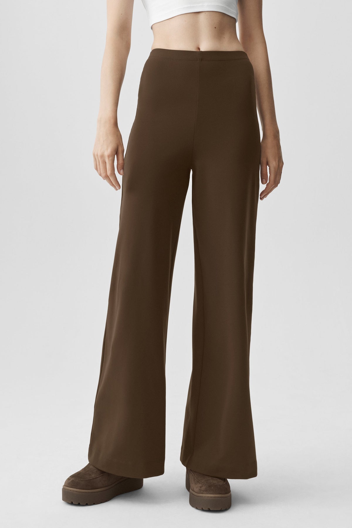 Pantalon large taille haute Airbrush (long) - Espresso
