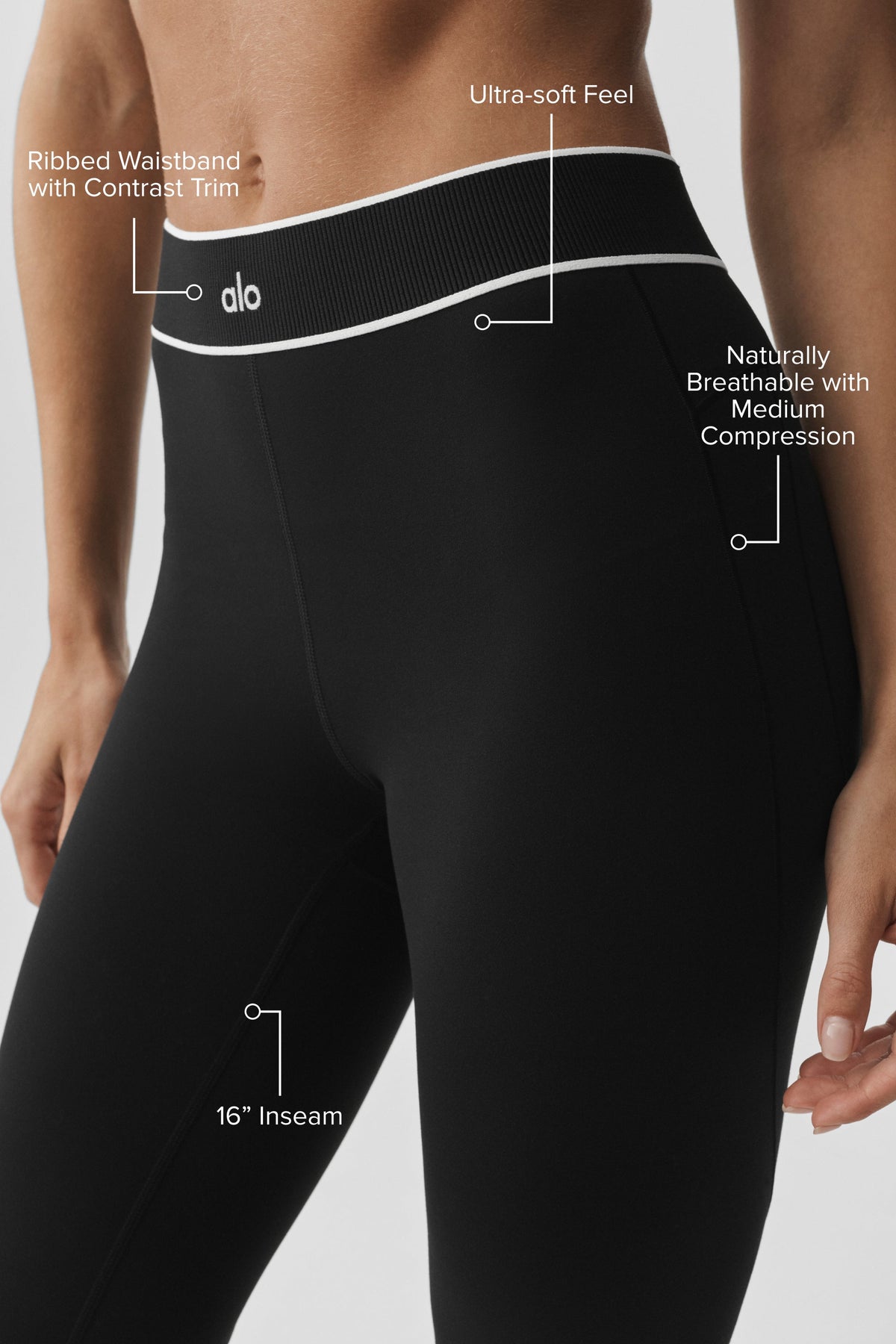 Legging corsaire taille haute ALO Softsculpt Amp It Up - Noir