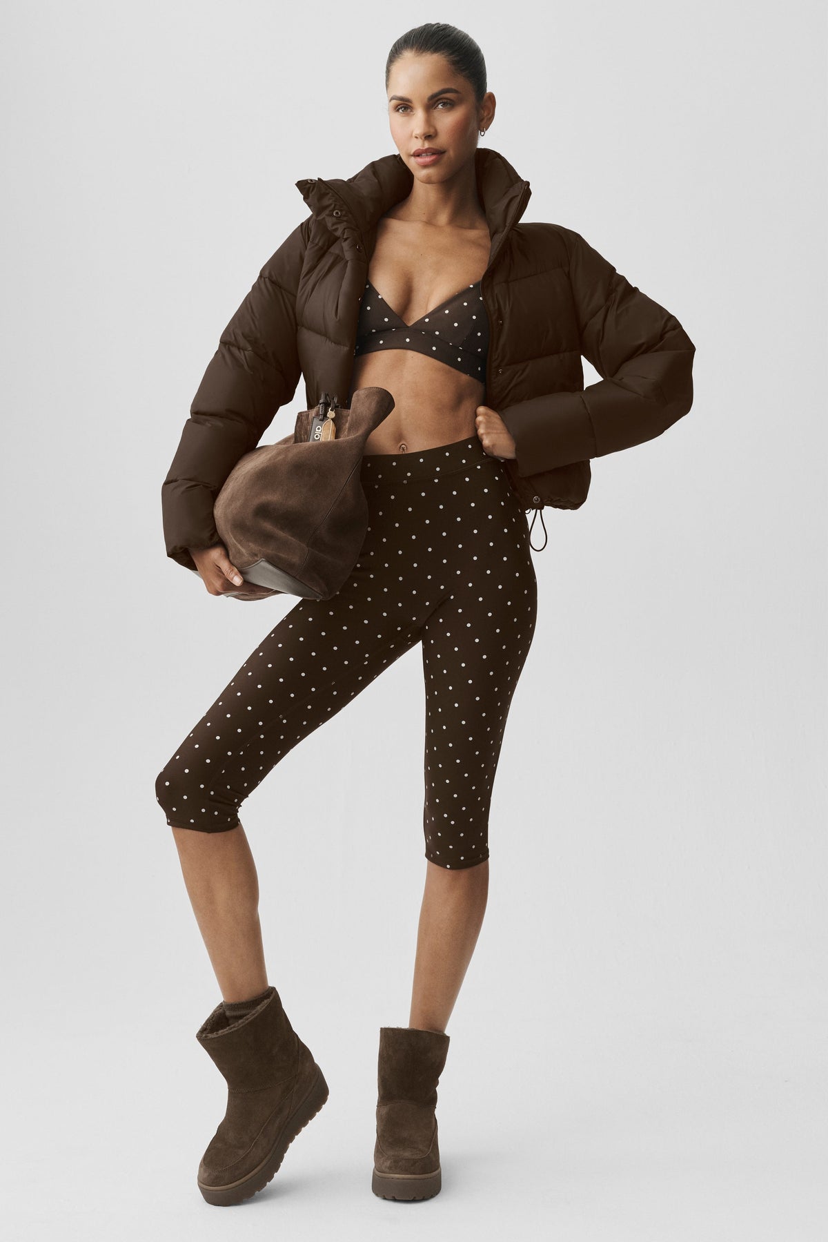 Legging corsaire taille haute Airlift Iconic 90's à pois - Espresso/Blanc