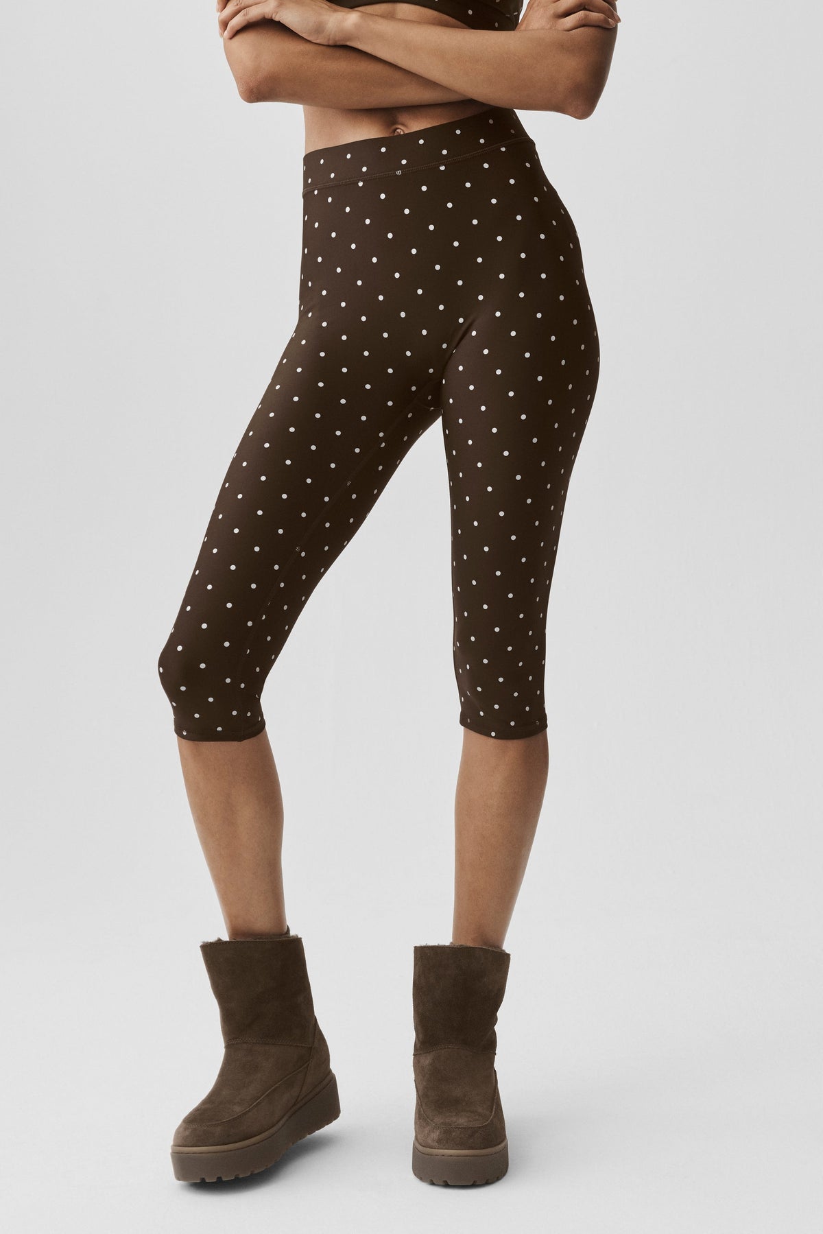 Legging corsaire taille haute Airlift Iconic 90's à pois - Espresso/Blanc