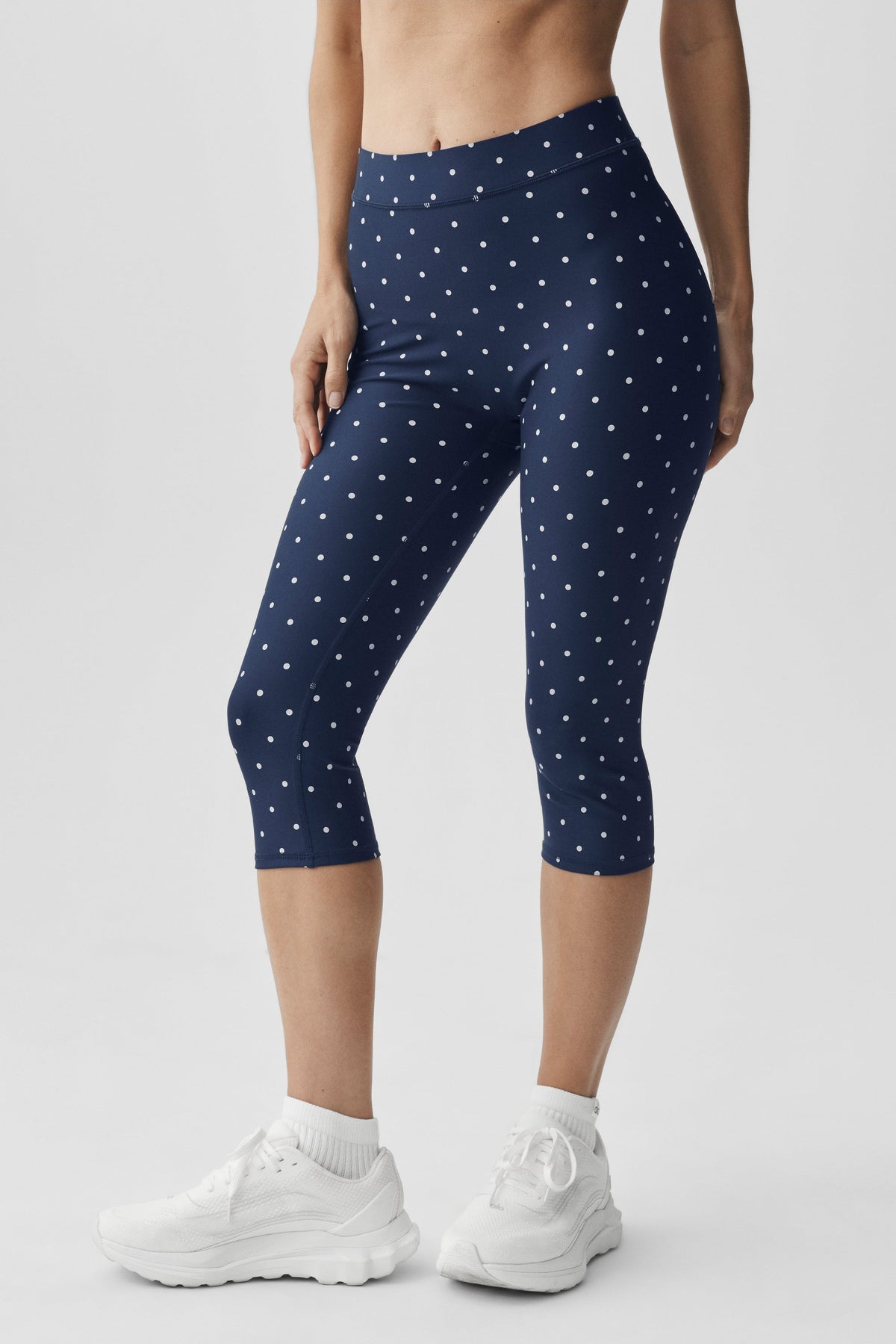 Legging corsaire taille haute Airlift Iconic 90's à pois - Bleu marine/Blanc