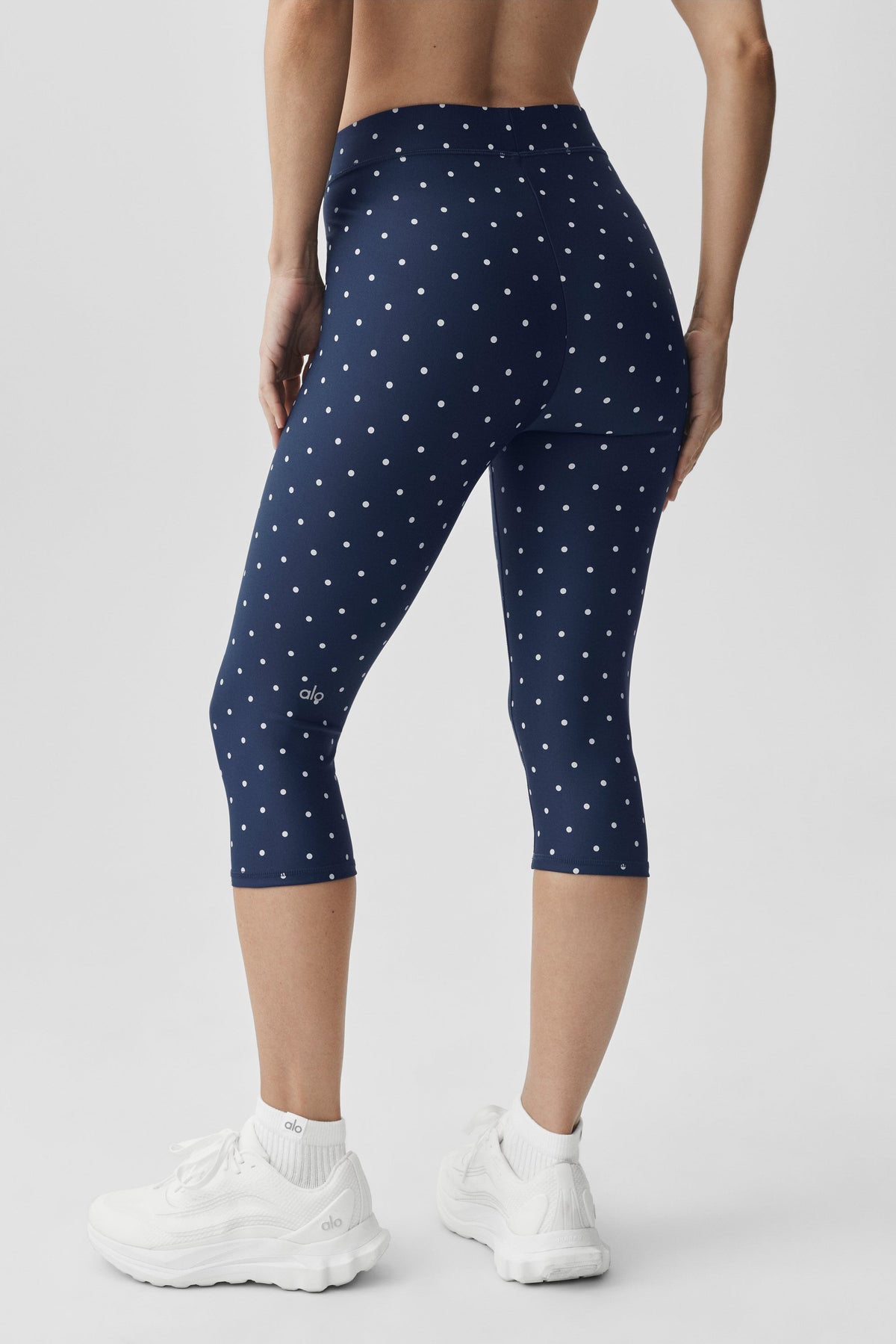 Legging corsaire taille haute Airlift Iconic 90's à pois - Bleu marine/Blanc