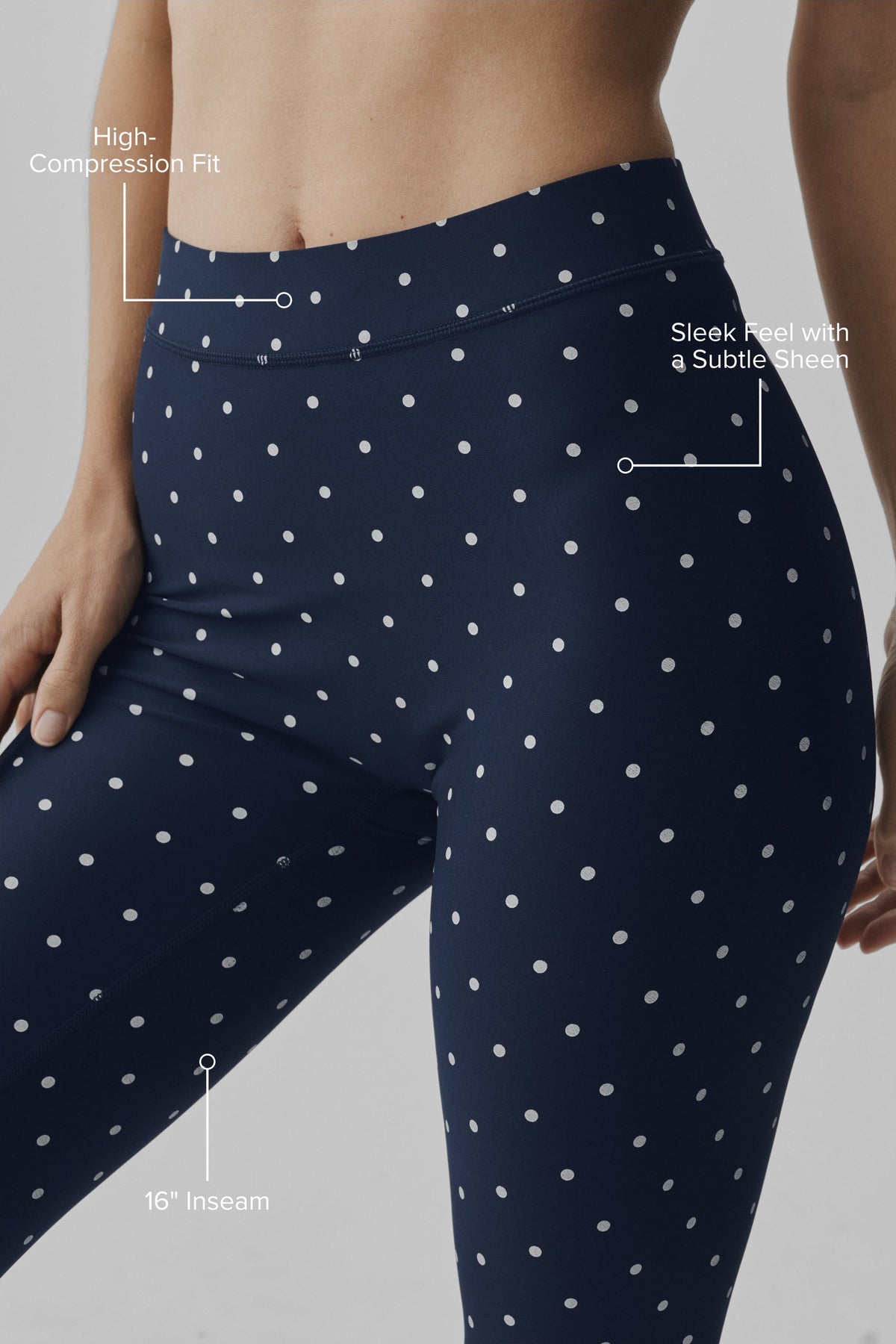 Legging corsaire taille haute Airlift Iconic 90's à pois - Bleu marine/Blanc