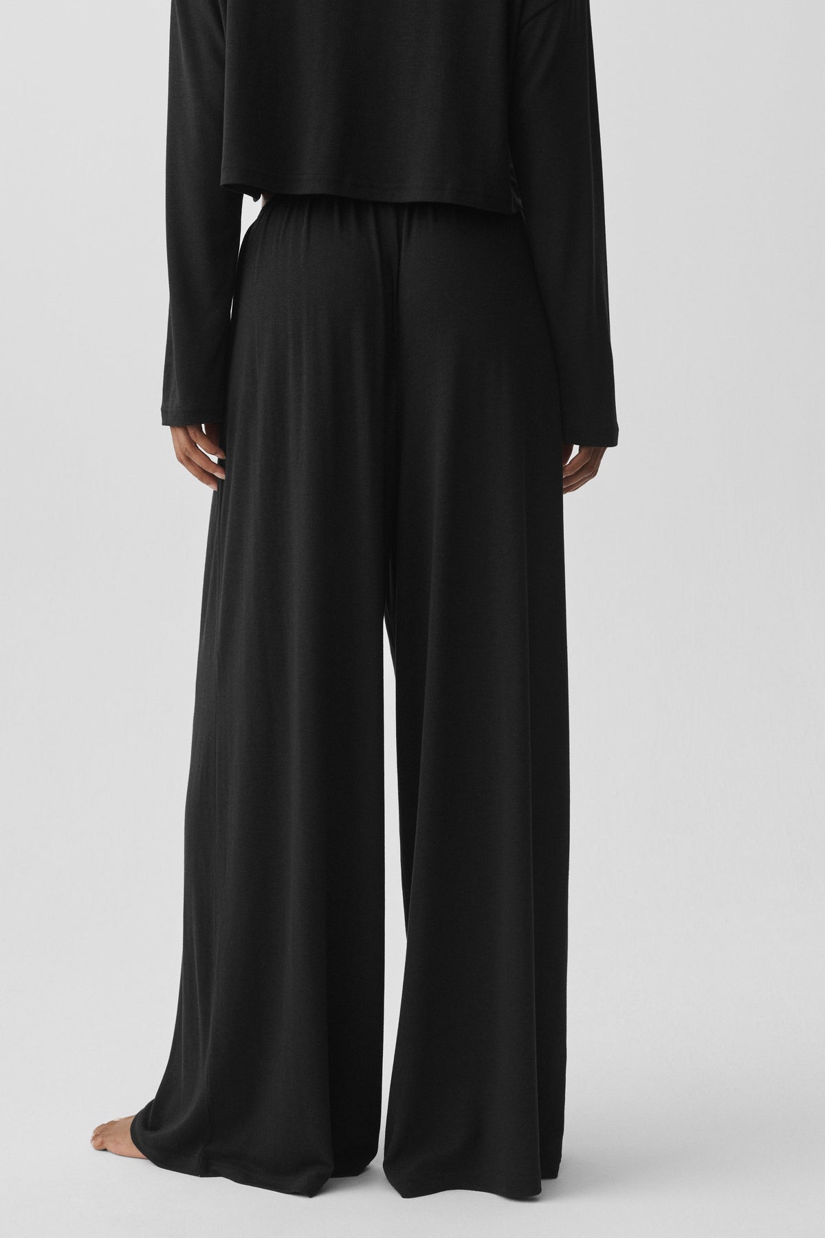 Pantalon large taille haute semi-transparent Oasis (long) - Noir