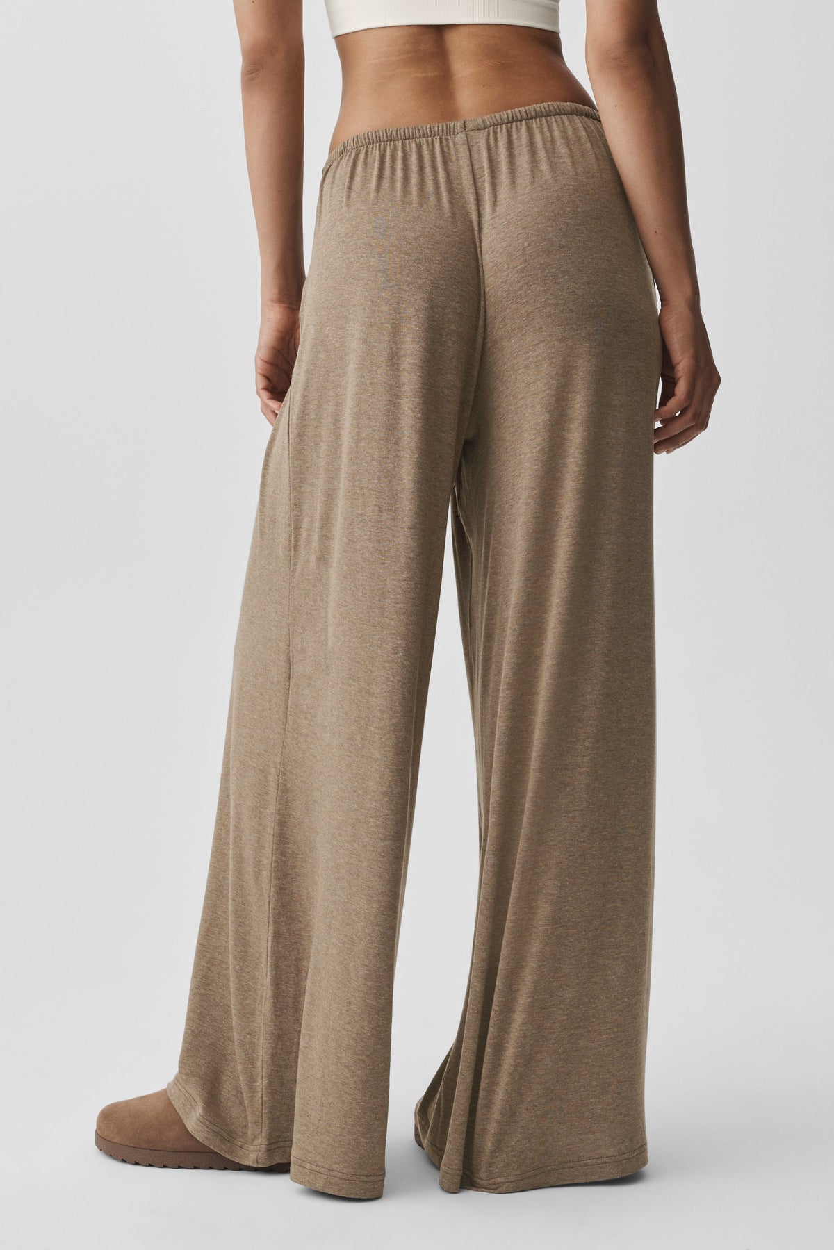 Pantalon large taille haute semi-transparent Oasis (long) - Brun Java chiné