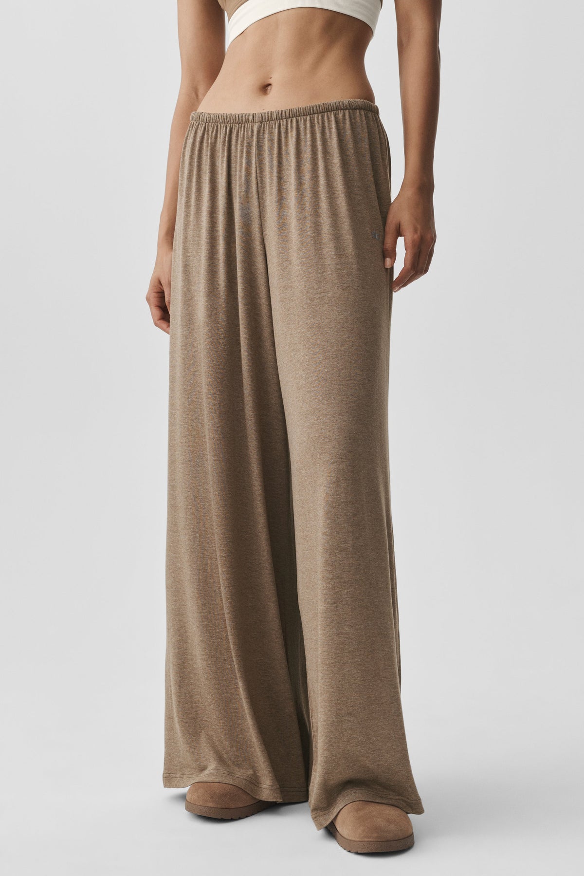 Pantalon large taille haute semi-transparent Oasis (long) - Brun Java chiné