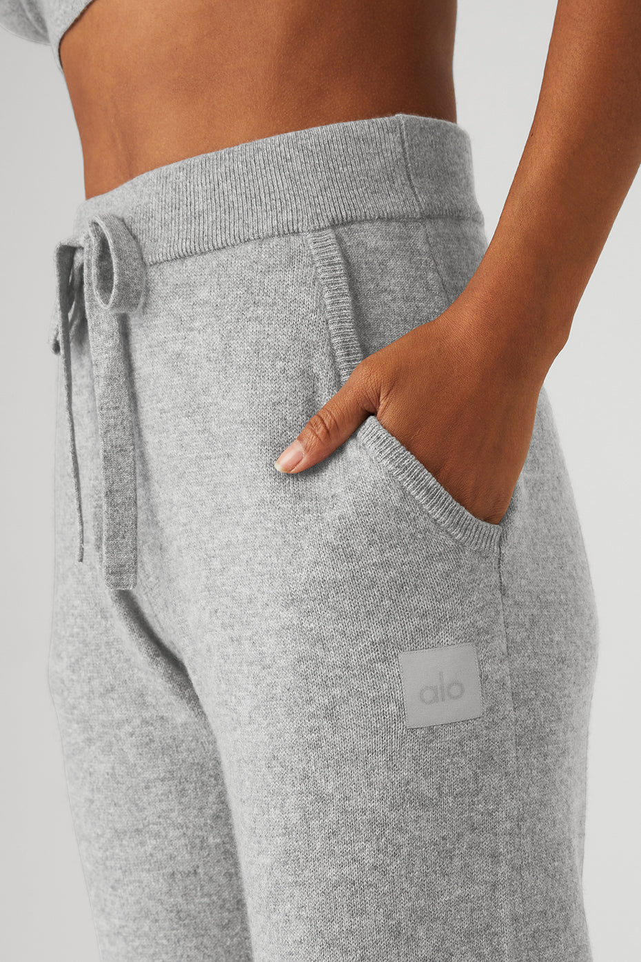 Pantalon taille haute Jet Set en cachemire - Gris tourterelle chiné
