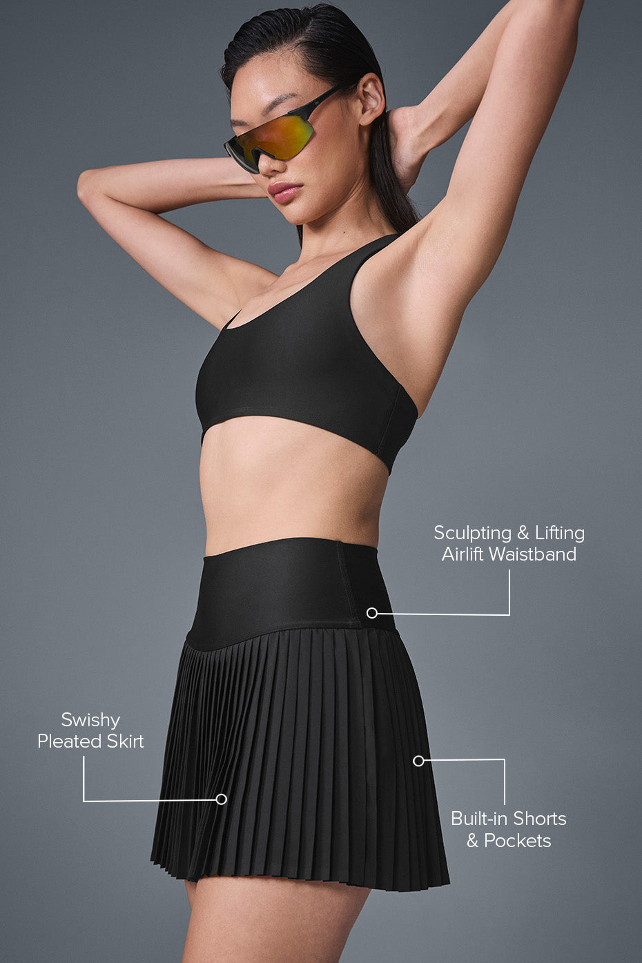 Jupe de tennis Serve Looks - Noir