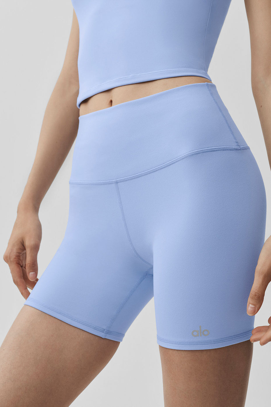 Short cycliste taille haute Airbrush de 5 pouces - Bleu Provence clair
