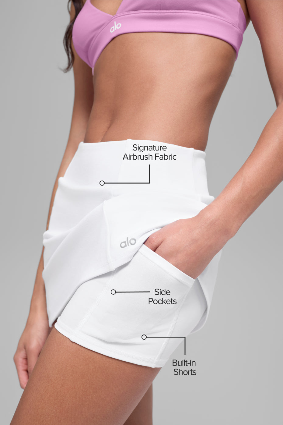 Jupe de tennis taille haute Airbrush Good Form - Blanc
