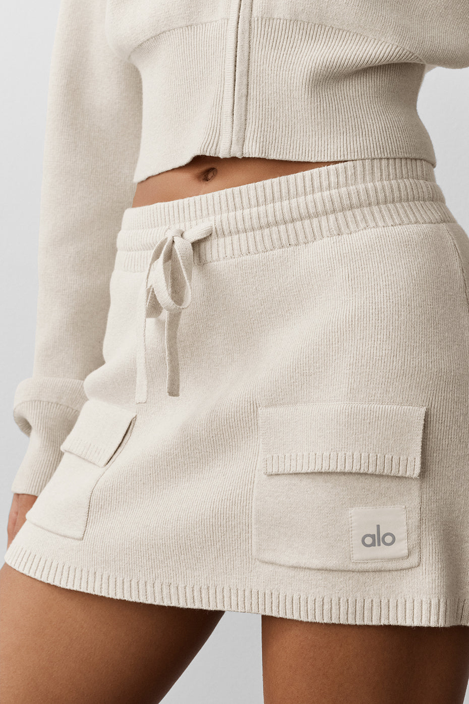 Jupe cargo Scholar en maille - Flocons d’avoine chiné