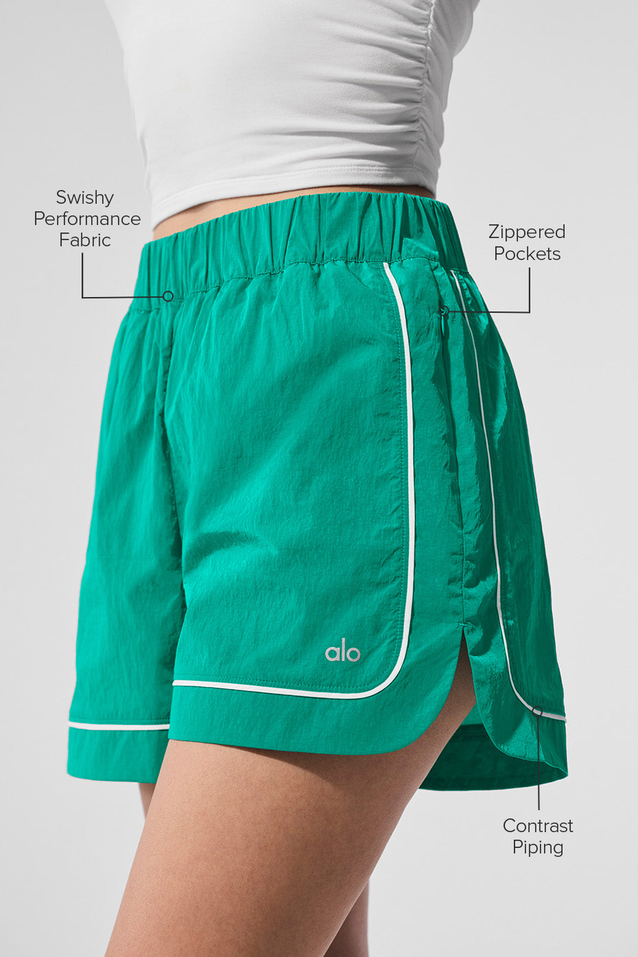 Short de survêtement Motivate - Vert épicéa/Blanc