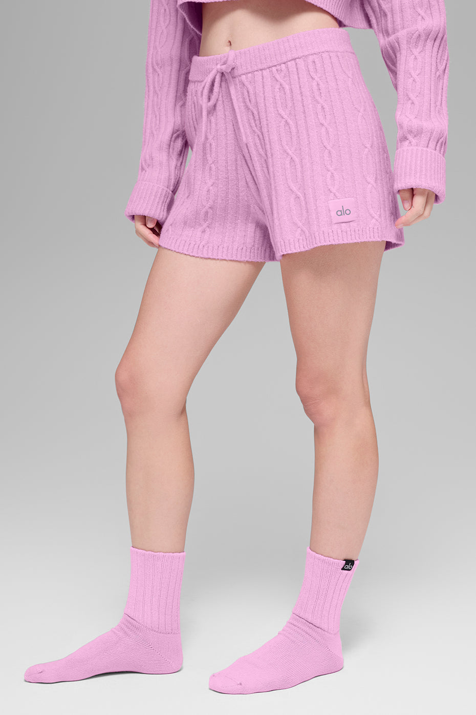 Short Winter Bliss en maille torsadée - Rose cœur de bonbon
