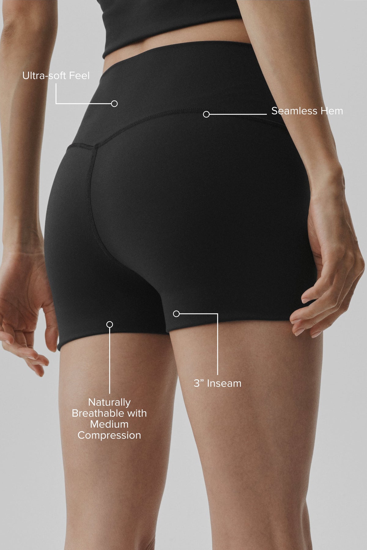 Short taille haute ALO Softsculpt Precision de 3 pouces - Noir