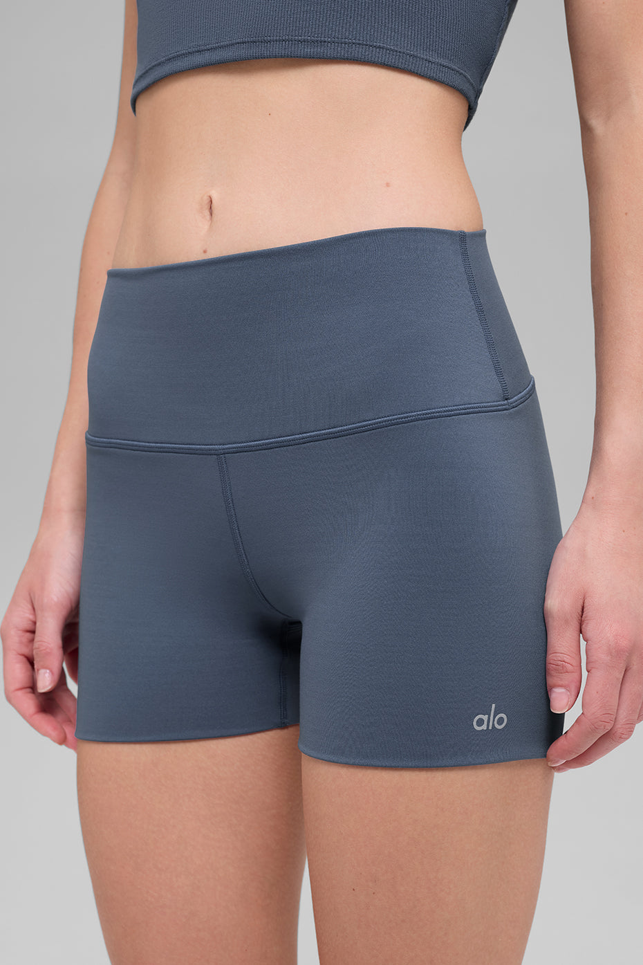 Short taille haute ALO Softsculpt Precision de 3 pouces - Bleu pierre