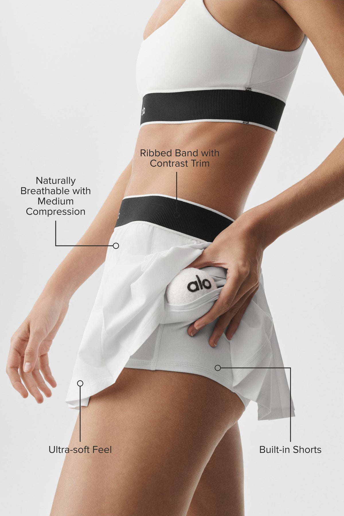 Jupe de tennis taille basse Amp It Up - Blanc