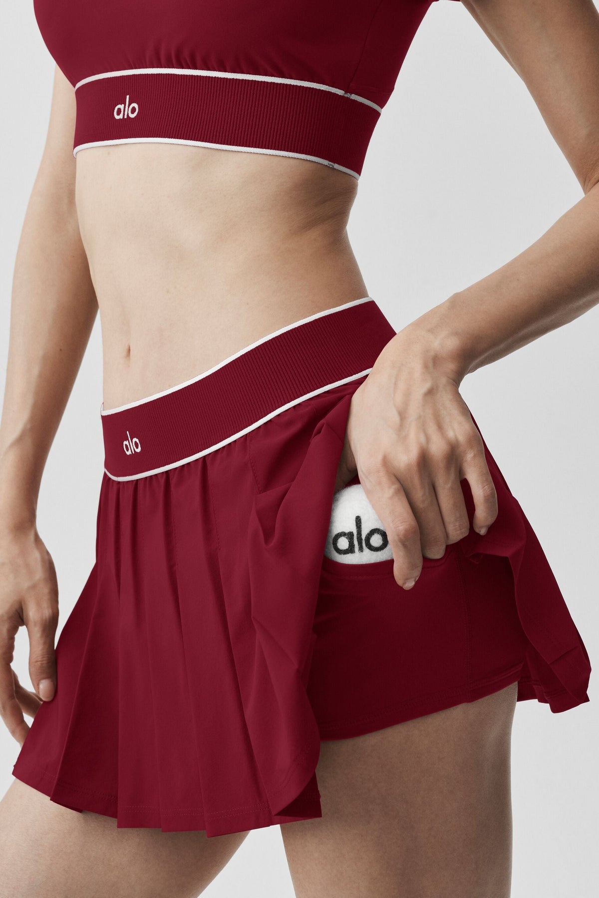 Jupe de tennis taille basse Amp It Up - Rouge romance d’été